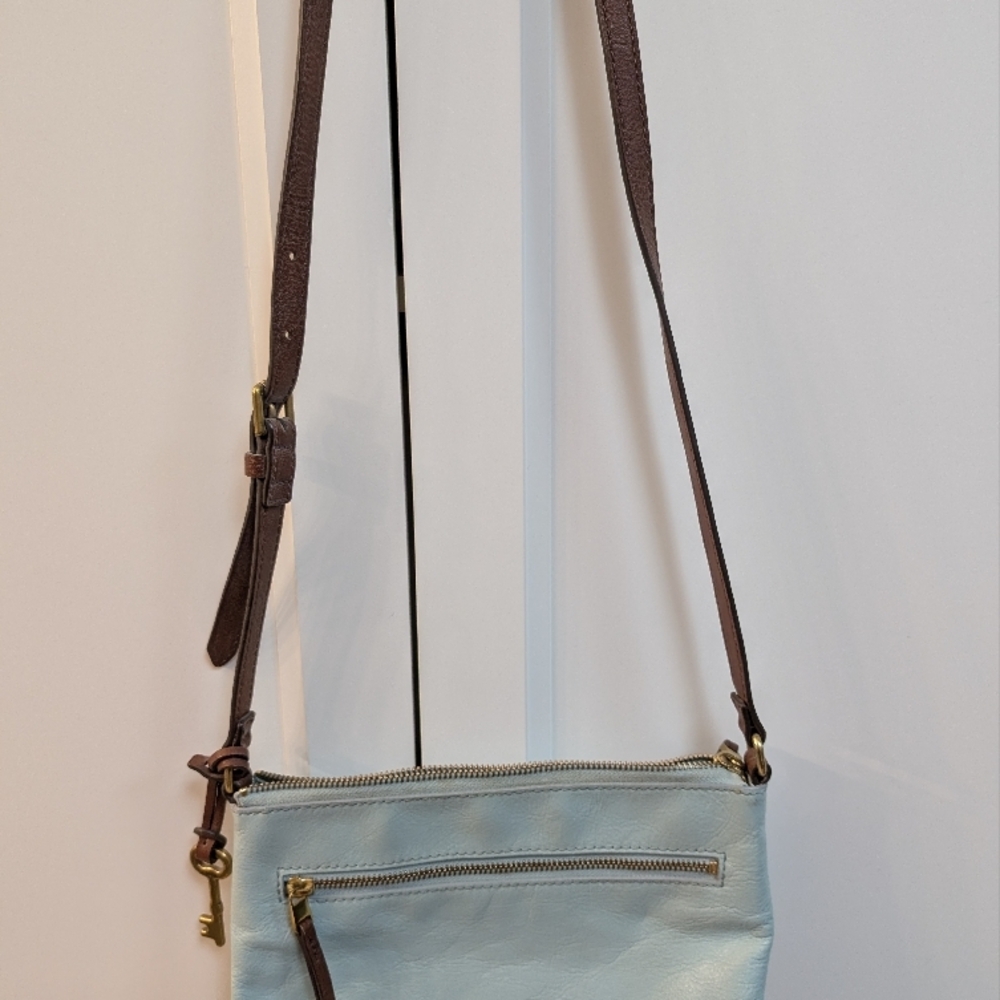 Fossil Leather Blue Crossbody Bag
